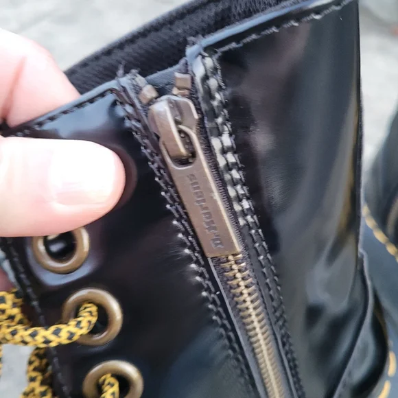 Dr. Martens Black Combat Boots with Yellow Laces - Picture 12 of 15